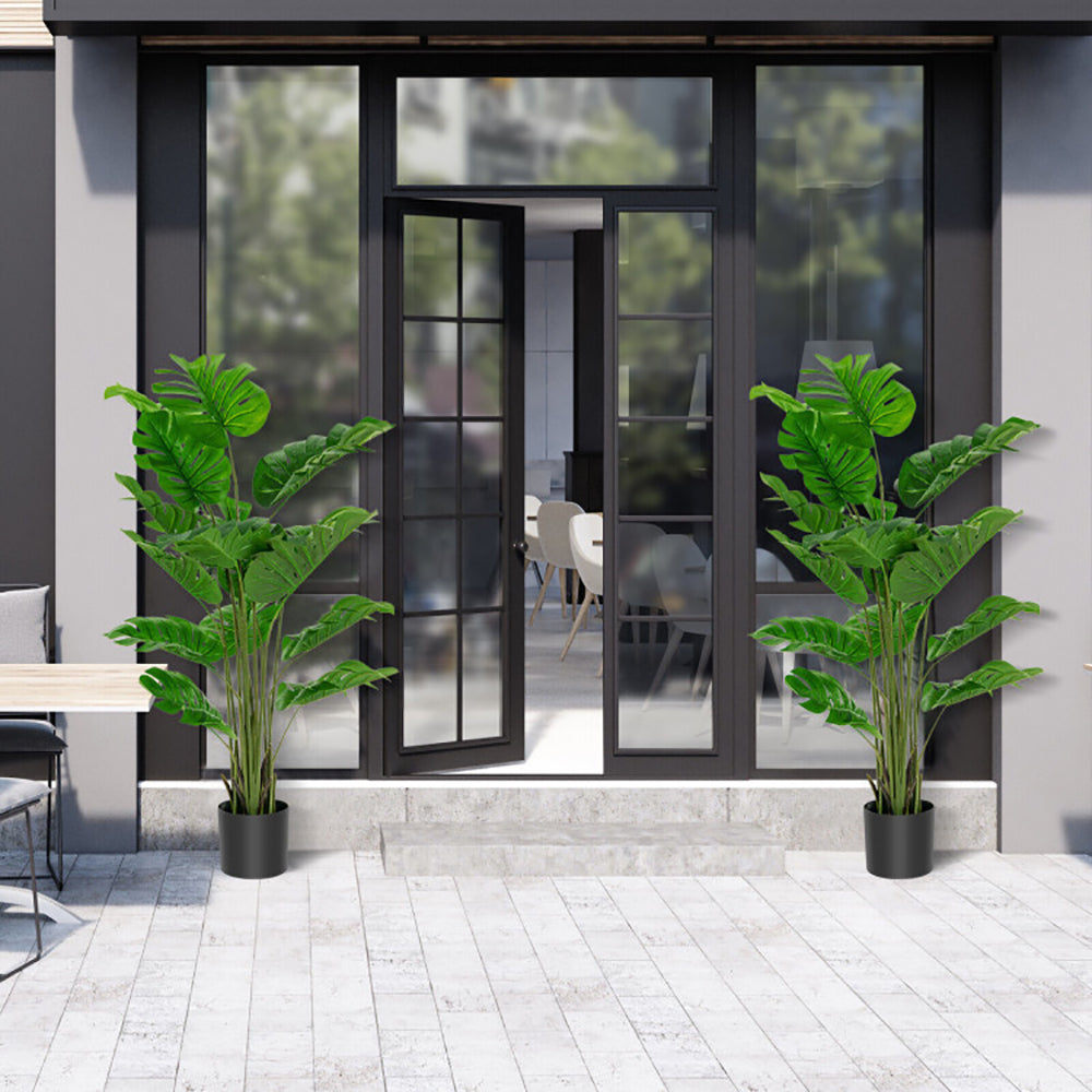 5 Feet Artificial Tree Faux Monstera Deliciosa Plant For Home Indoor And Outdoor